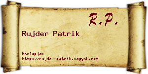 Rujder Patrik névjegykártya
